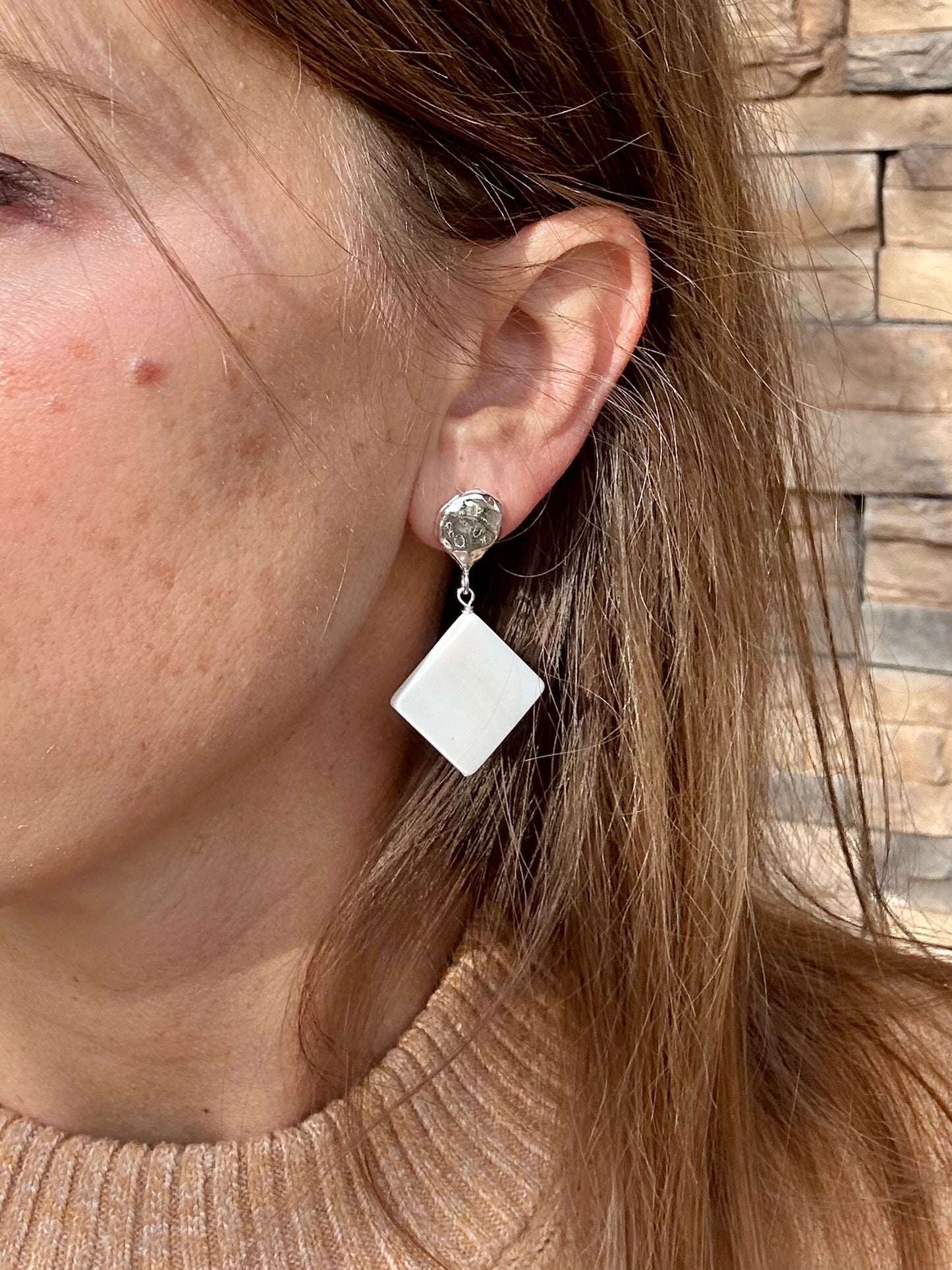 Mother of Pearl Drops in Silver