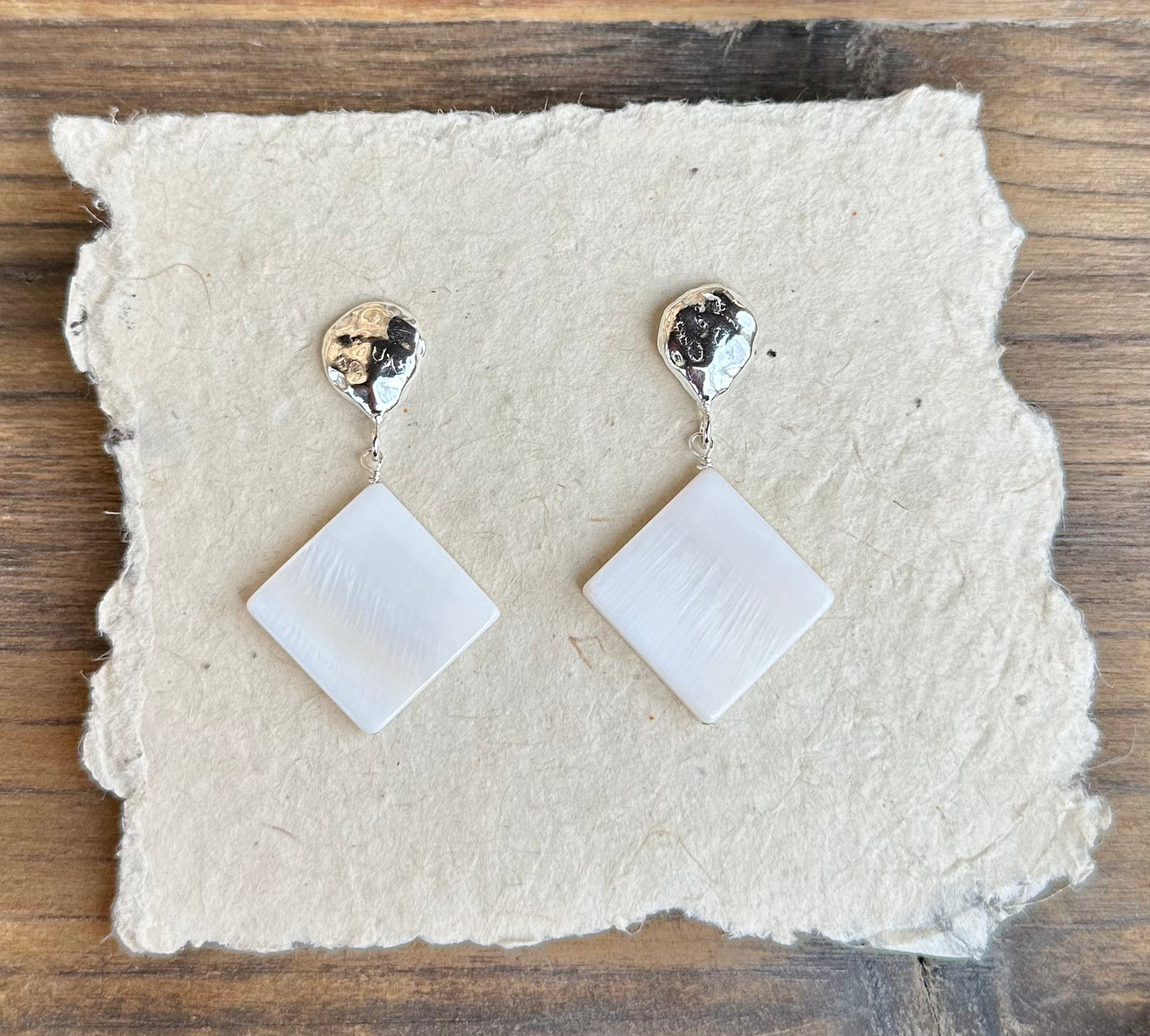 Mother of Pearl Drops in Silver