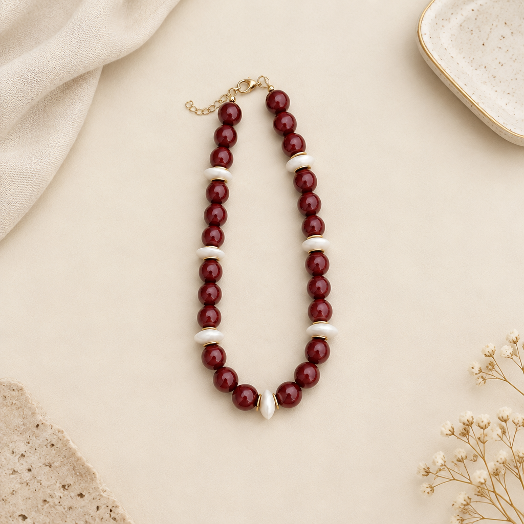Chunky Maroon Necklace