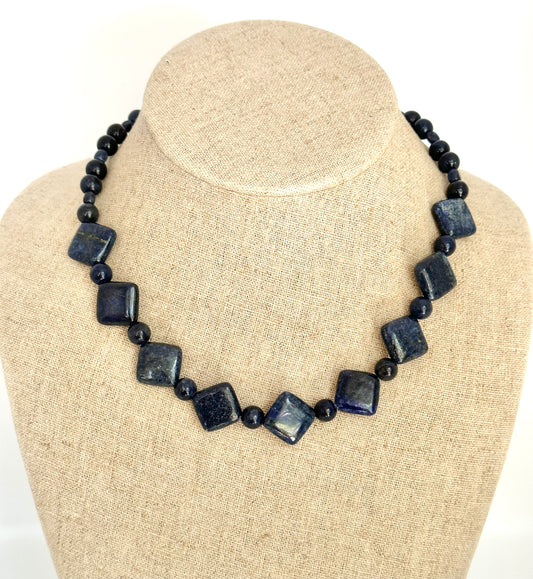 Navy Lapis Geo Necklace