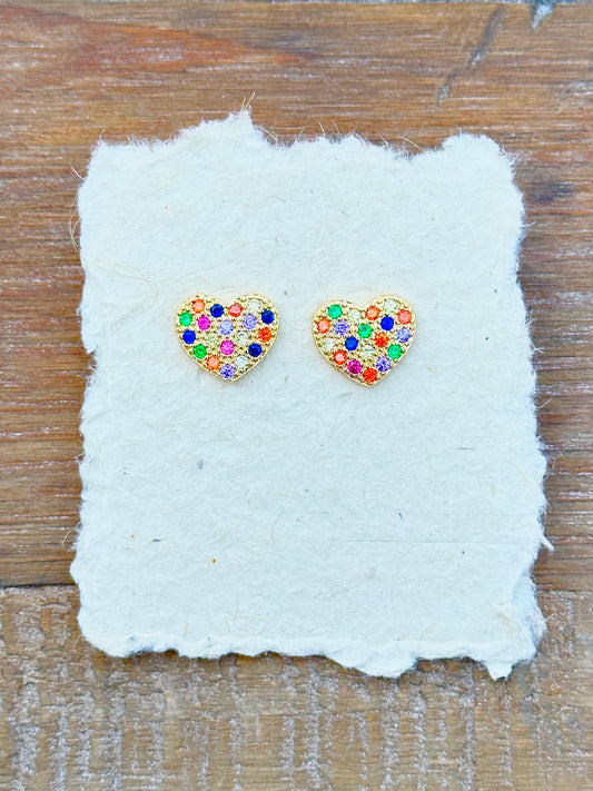 Rhinestone Heart Studs