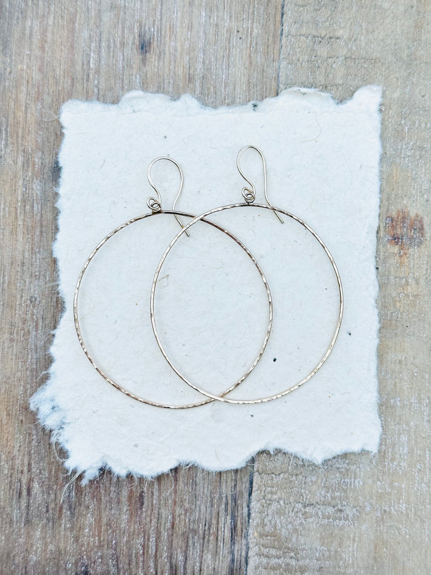 Gold Hammered Hoops